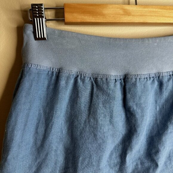 Cut Loose Pull On A-Line Linen Walking Skirt Womens XS Blue Coastal Boho Summer - Picture 5 of 9